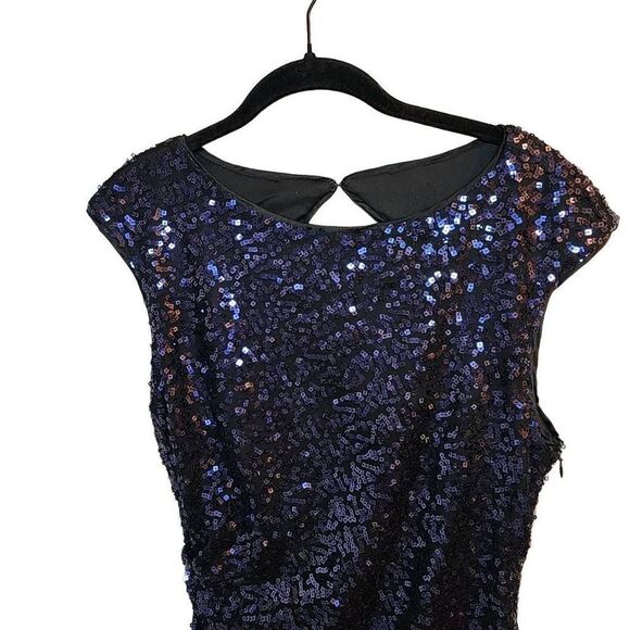Cache Women's Party Dress Cocktail Sequins Mini Cutout Back Purple Black Size 10 - Picture 3 of 11